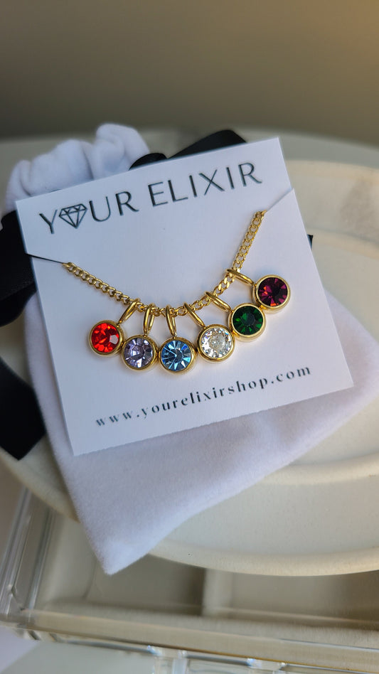 Gold Birthstone Gems Necklace