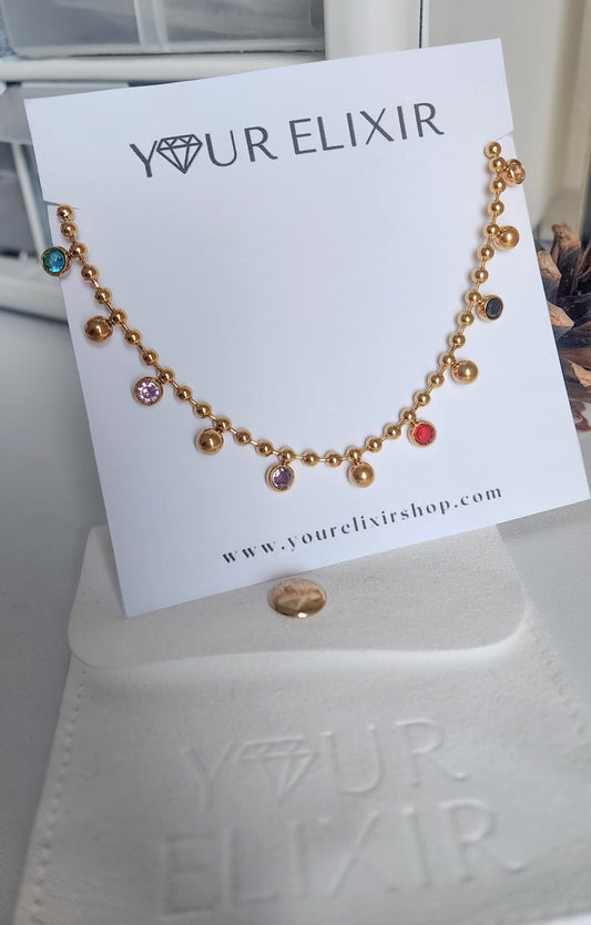 Rainbow Beaded set ( Necklace + bracelet)