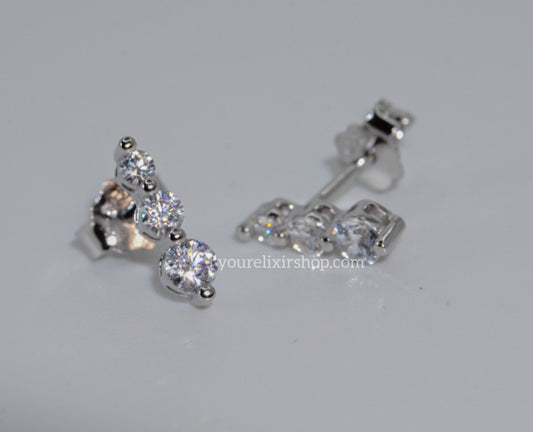 Pendientes de botón Harmony de plata de ley