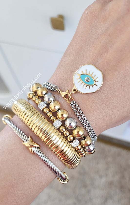 Pulsera de ojo turco de dos tonos