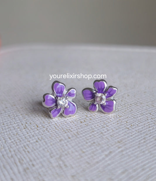 Sterling Silver Jacaranda flower Stud Earrings