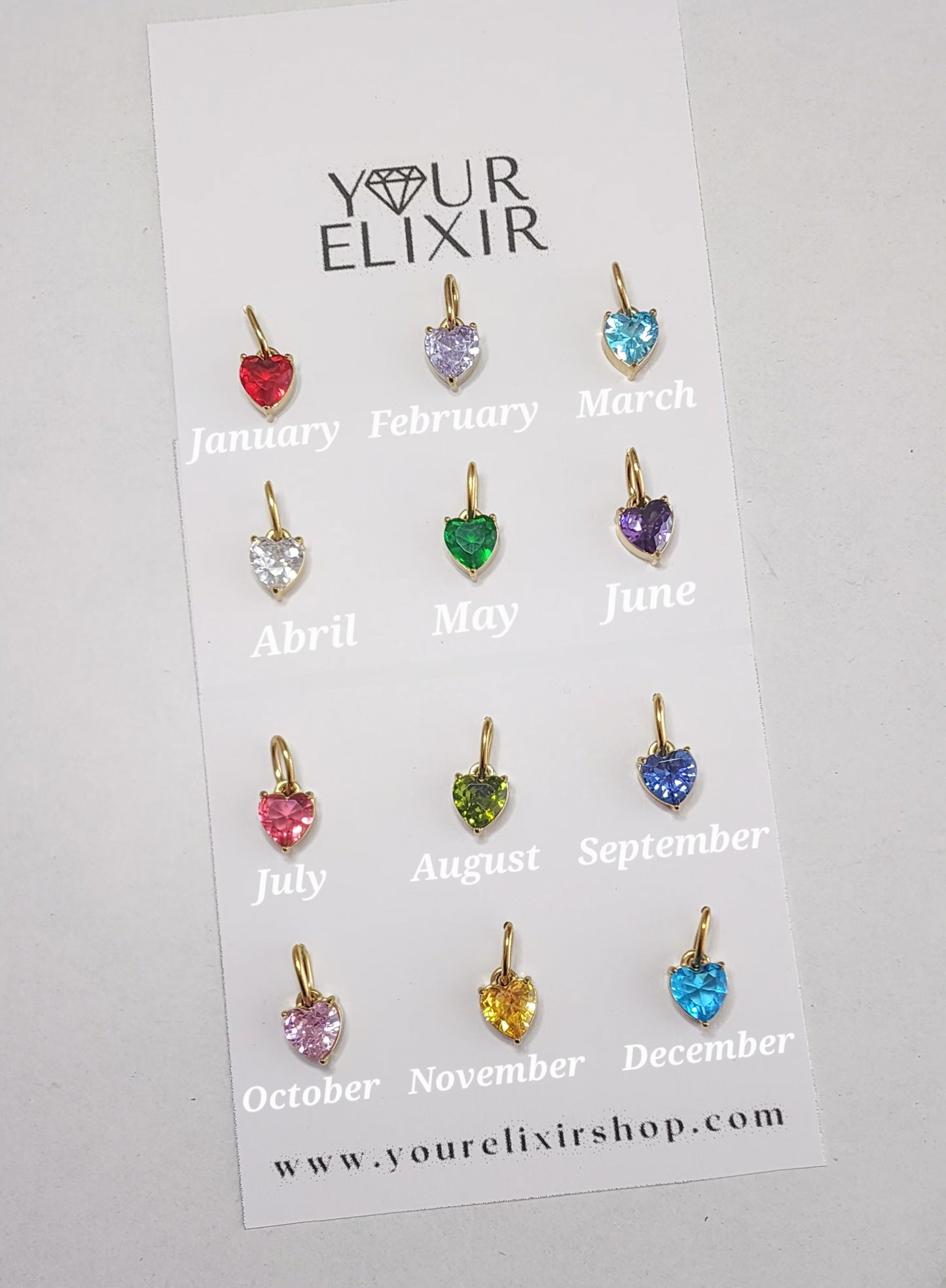 Gold Birthstone (Heart shape 🤍) Pendant only *