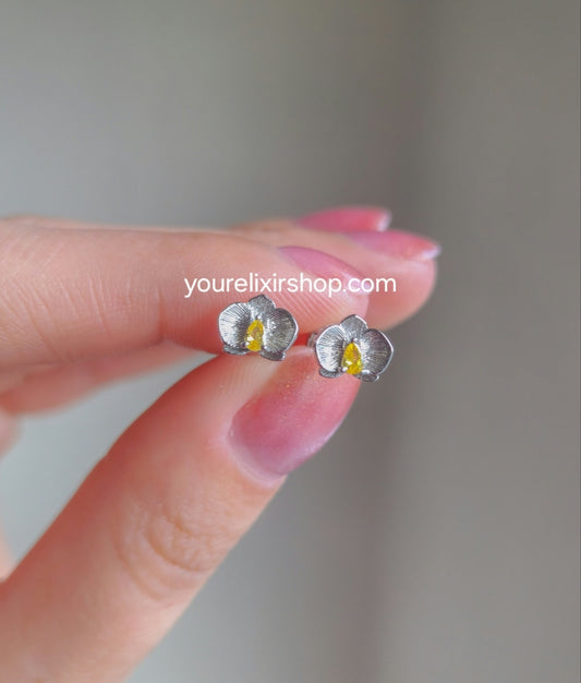 Sterling Silver Orchid Stud Earrings