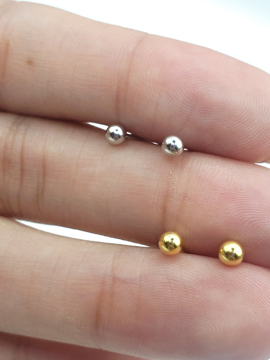 Mini pendientes de botón de plata de ley