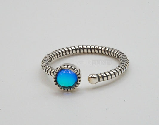 Sterling Silver Moon Stone Striped Ring