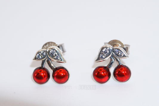 Pendientes de cerezas en plata de ley
