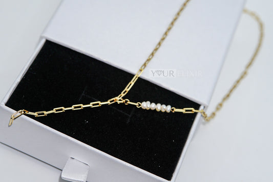 Collar de perlas de oro y plata de ley