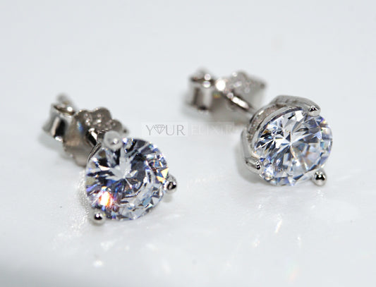 Circonita de corte redondo en plata de ley (unisex)