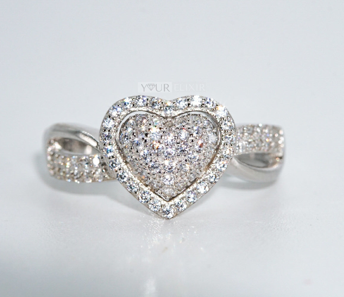 Sterling Silver Zircon Heart Ring