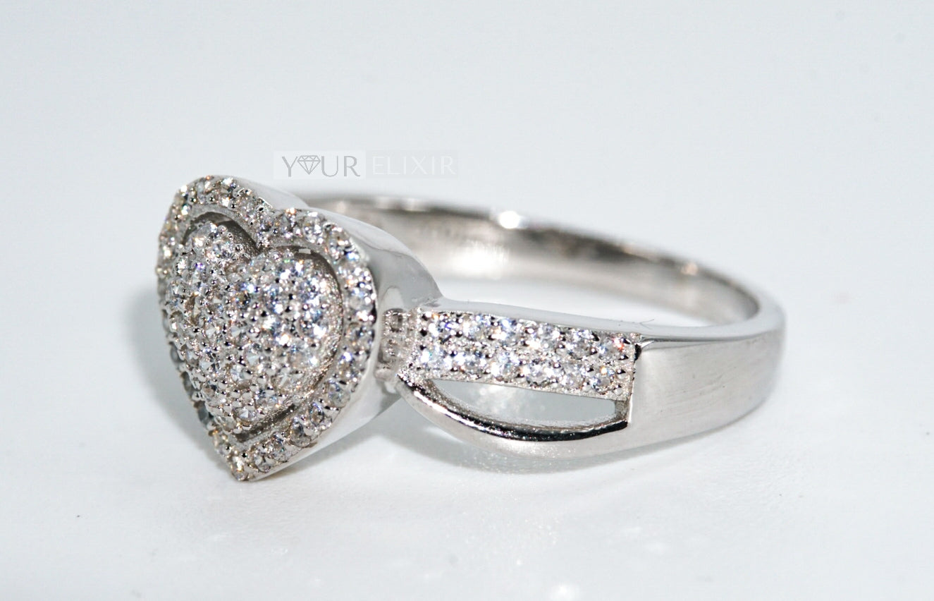 Sterling Silver Zircon Heart Ring