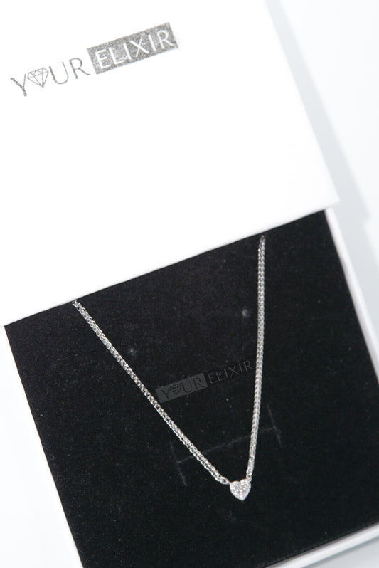 Collar de corazón de circonitas en plata de ley