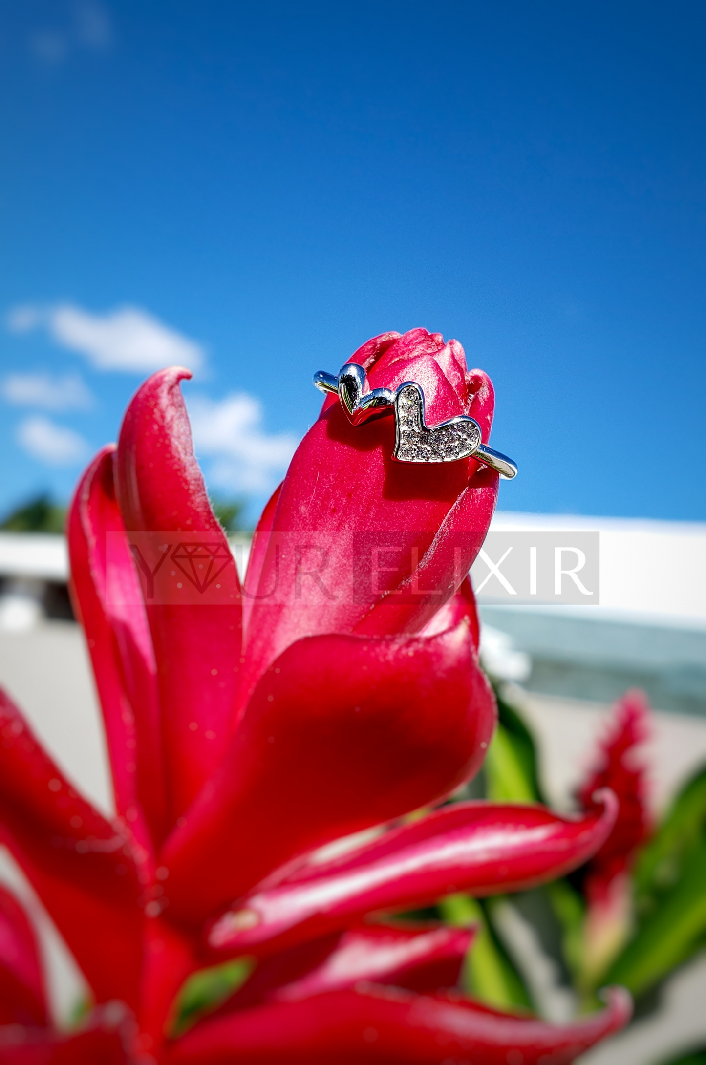 Anillo de plata de ley con forma de corazón y garabatos