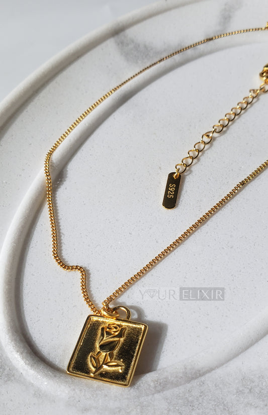 Collar vintage de plata de ley con rosas