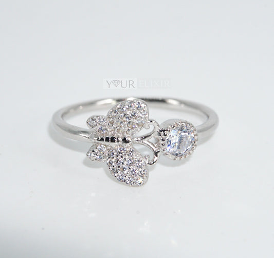 Sterling Silver Zircon Butterfly Ring