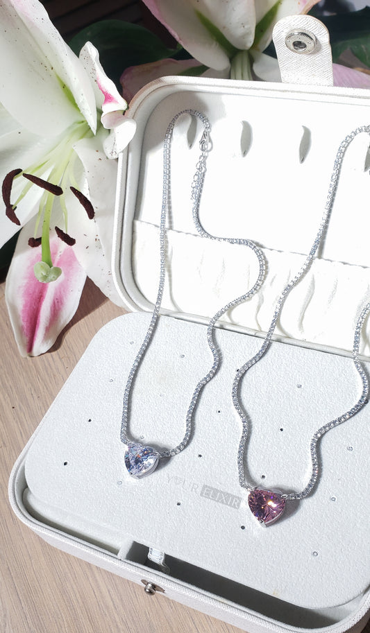 Collar de corazón de lujo en plata de ley