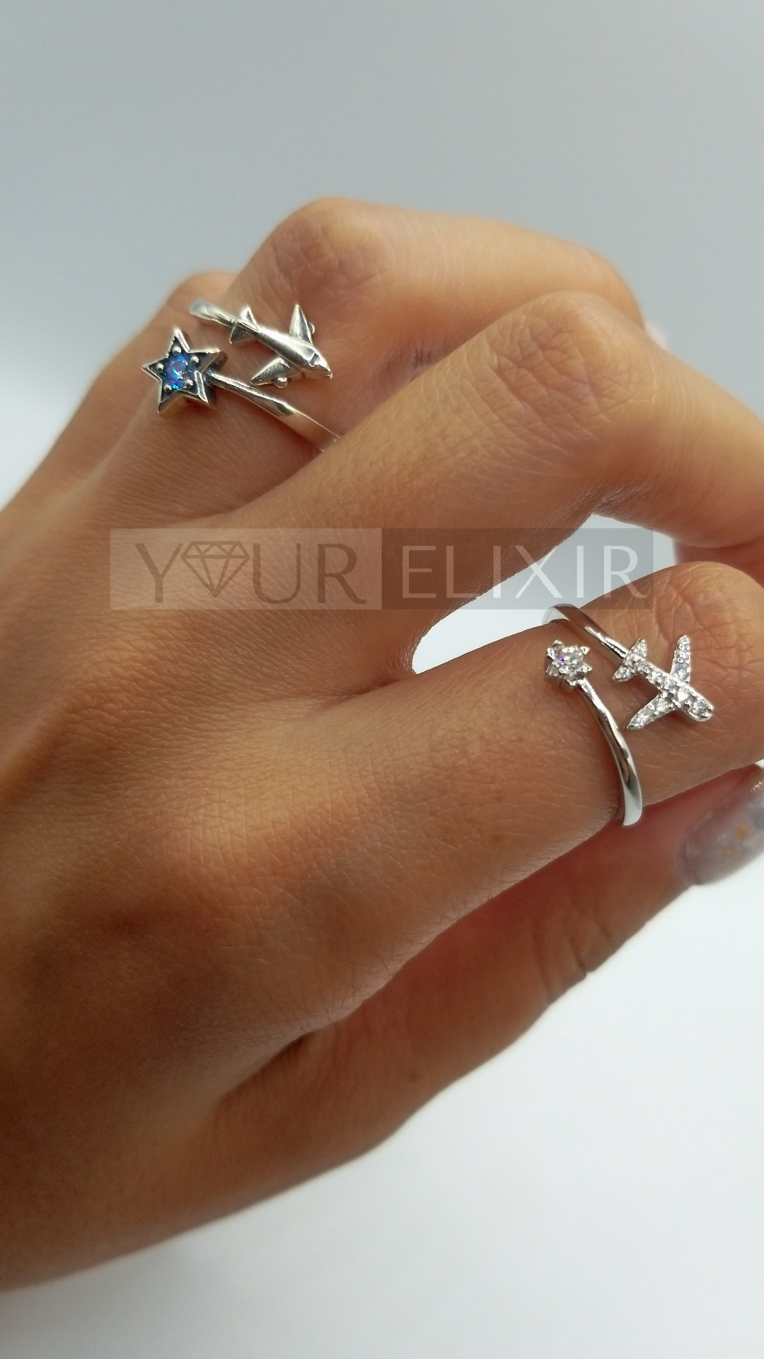 Sterling Silver Blue Airplane Ring