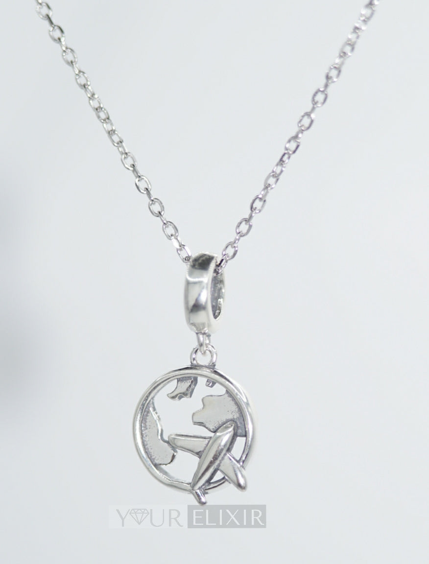 Sterling Silver World Travel Charm Necklace