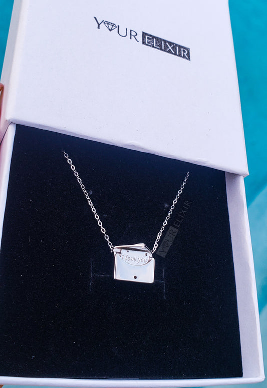 Collar con carta de amor en plata de ley