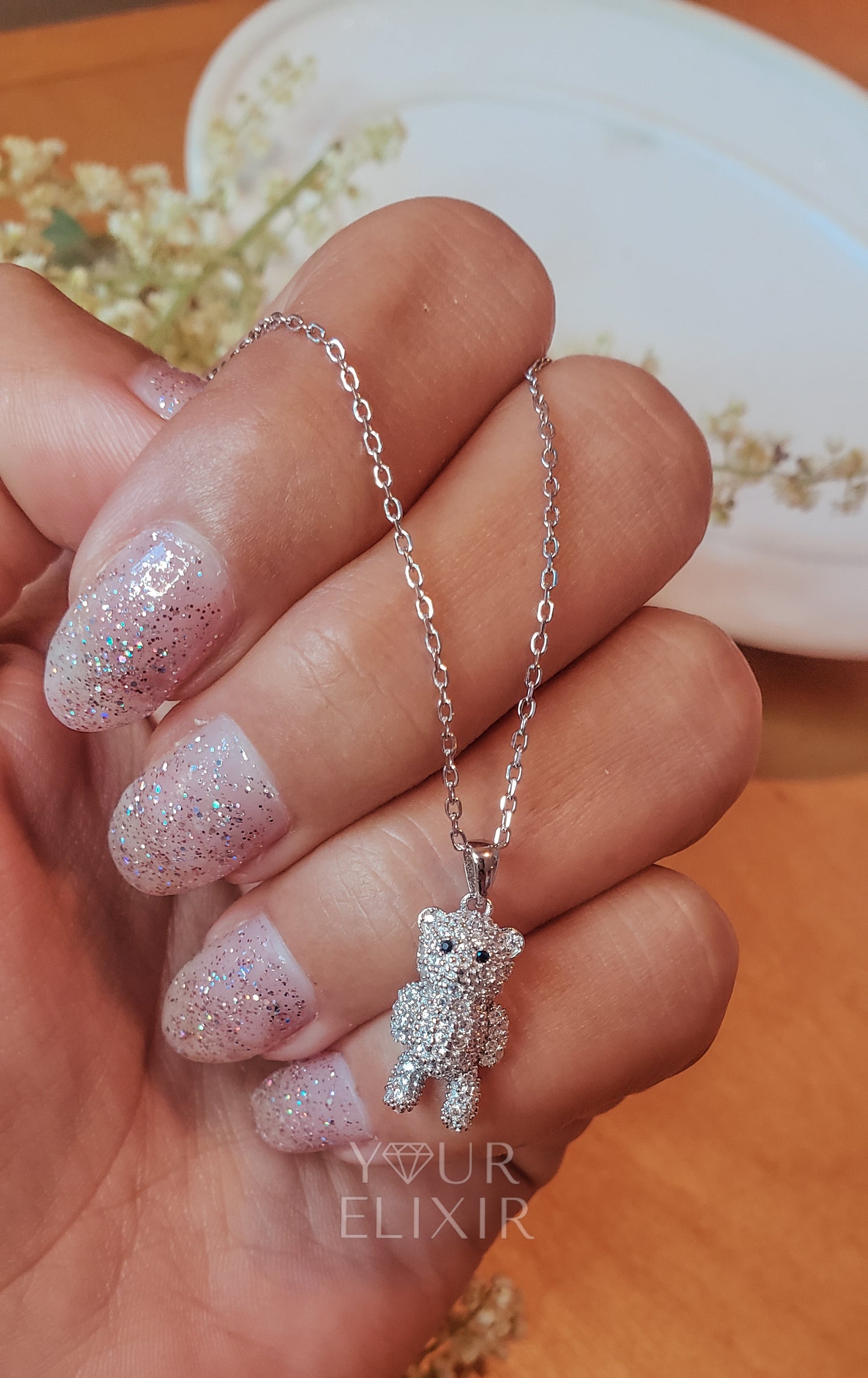 Sterling Silver Teddy bear Necklace