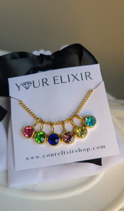 Gold Birthstone Gems Necklace