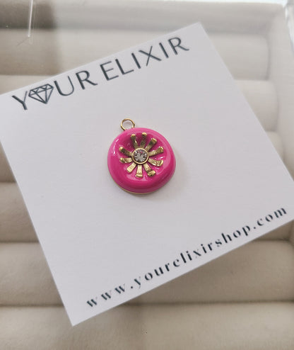 Charm de flor rosa dorada