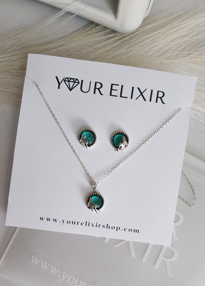 Conjunto de collar y pendientes de sirena en plata de ley