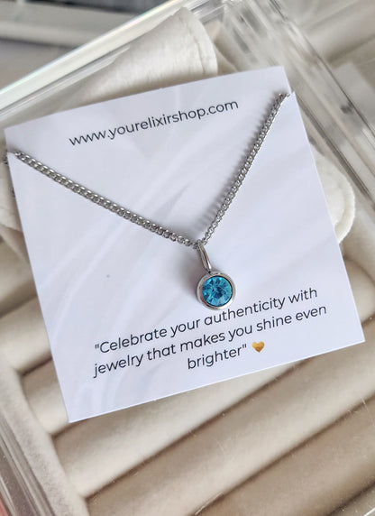 Silver Birthstone Gems Necklace