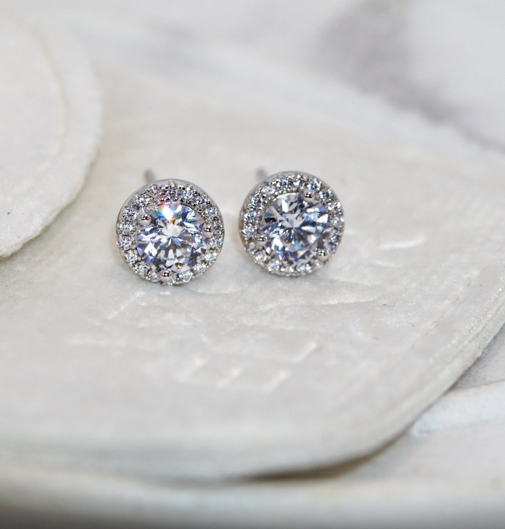 Sterling Silver Halo stud earrings