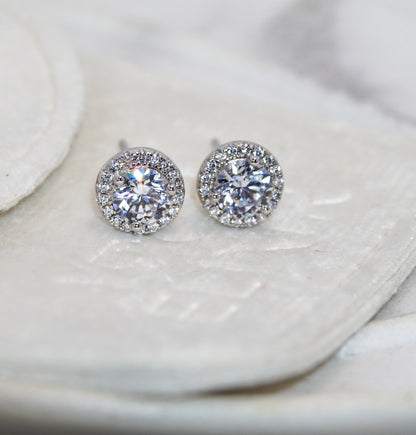 Sterling Silver Halo stud earrings