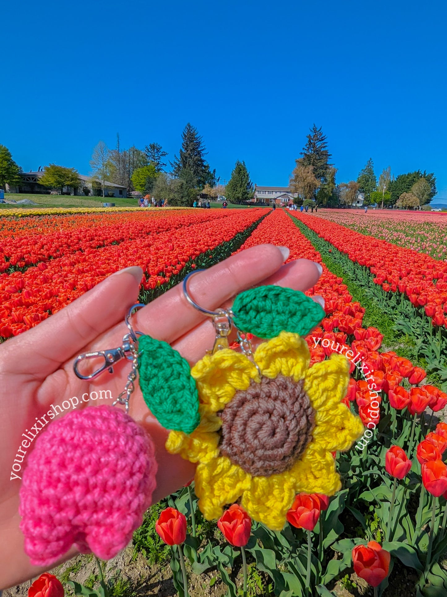 Llavero de crochet con girasoles 🌻