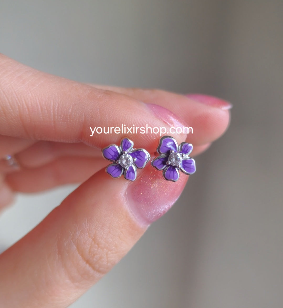 Sterling Silver Jacaranda flower Stud Earrings