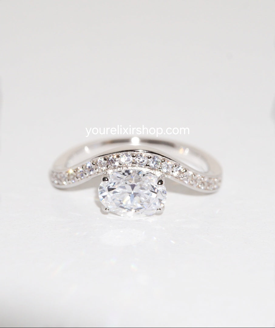 Sterling Silver The Crown Chevron Ring