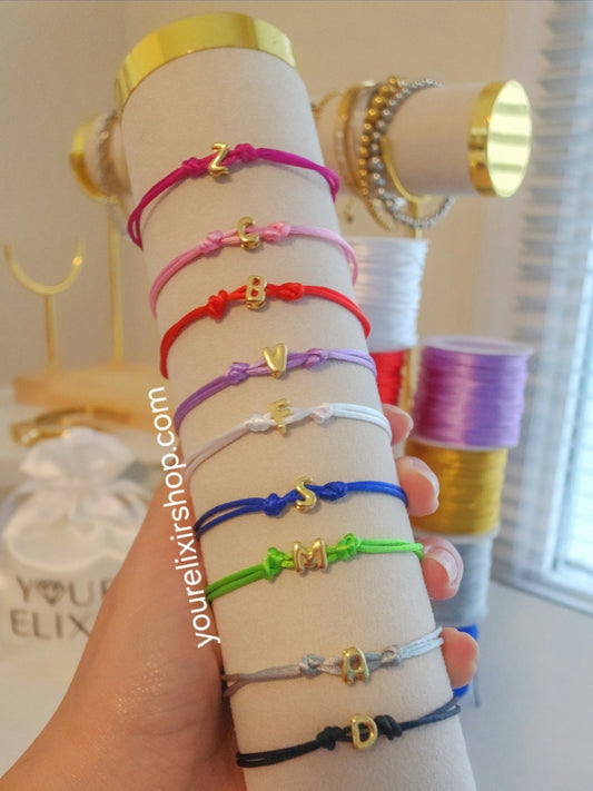 Gold Initial cord Bracelet