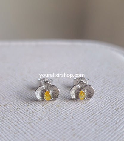 Sterling Silver Orchid Stud Earrings