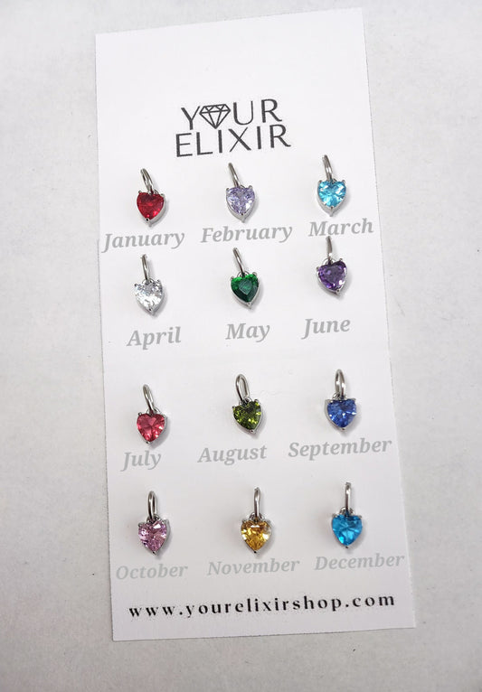 Silver Birthstone (Heart shape 🤍) Pendant only *