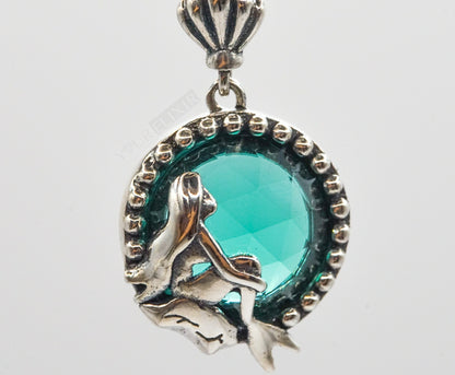 Conjunto de collar y pendientes de sirena en plata de ley