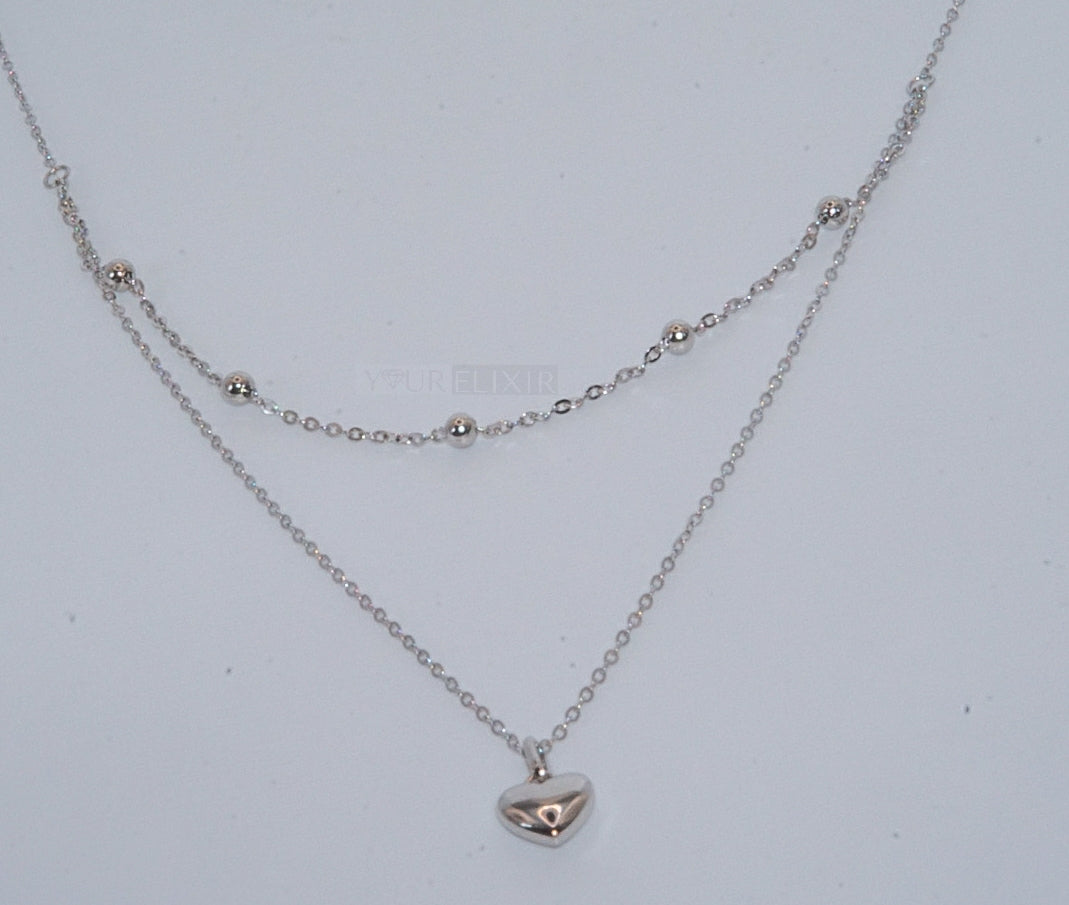 Collar de corazón de doble capa en plata de ley