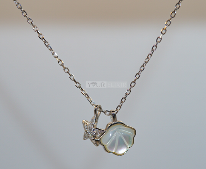 Sterling Silver Pearl Shell and Starfish Necklace