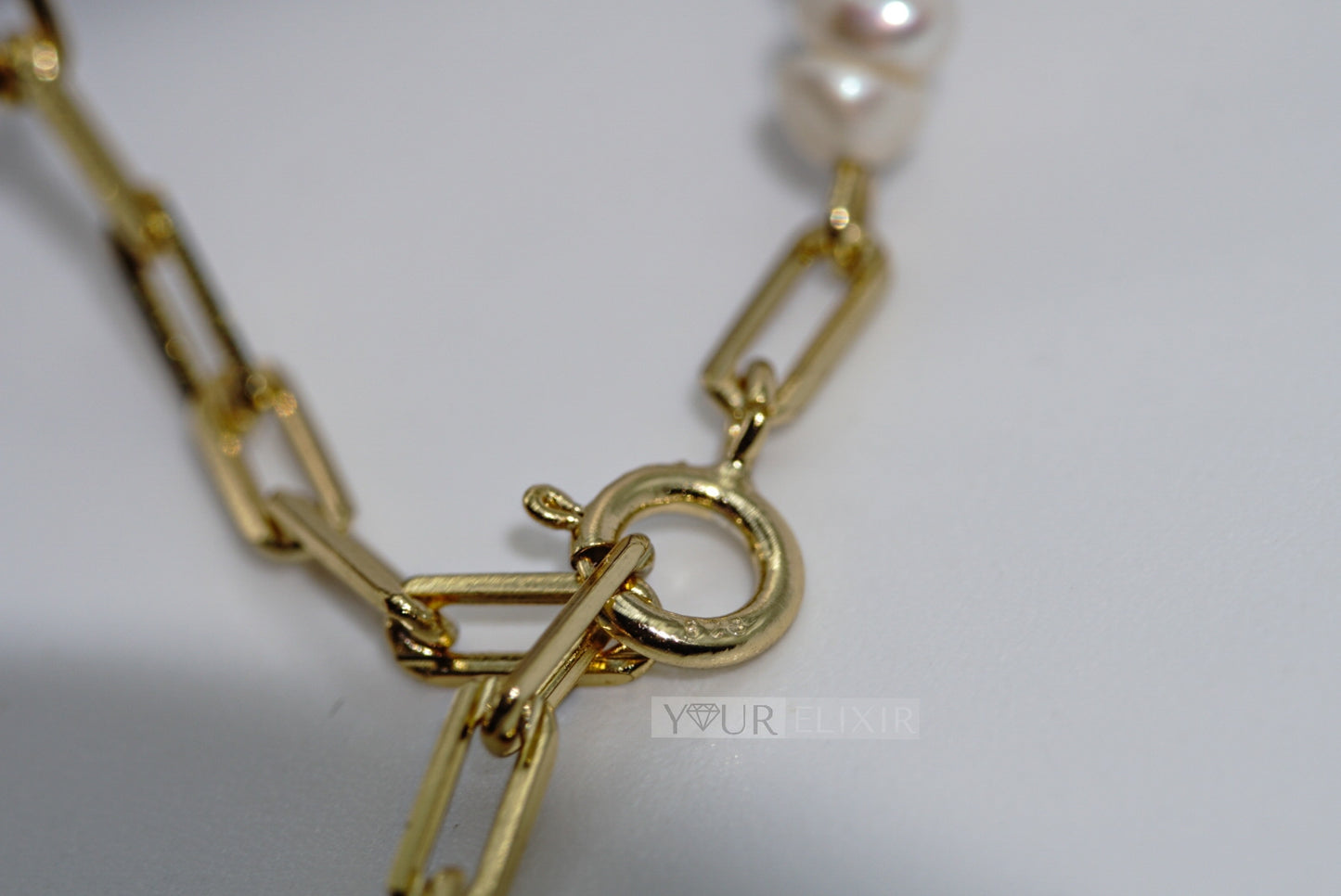 Collar de perlas de oro y plata de ley