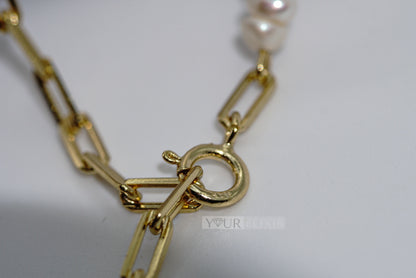 Sterling Silver Gold Pearl Necklace