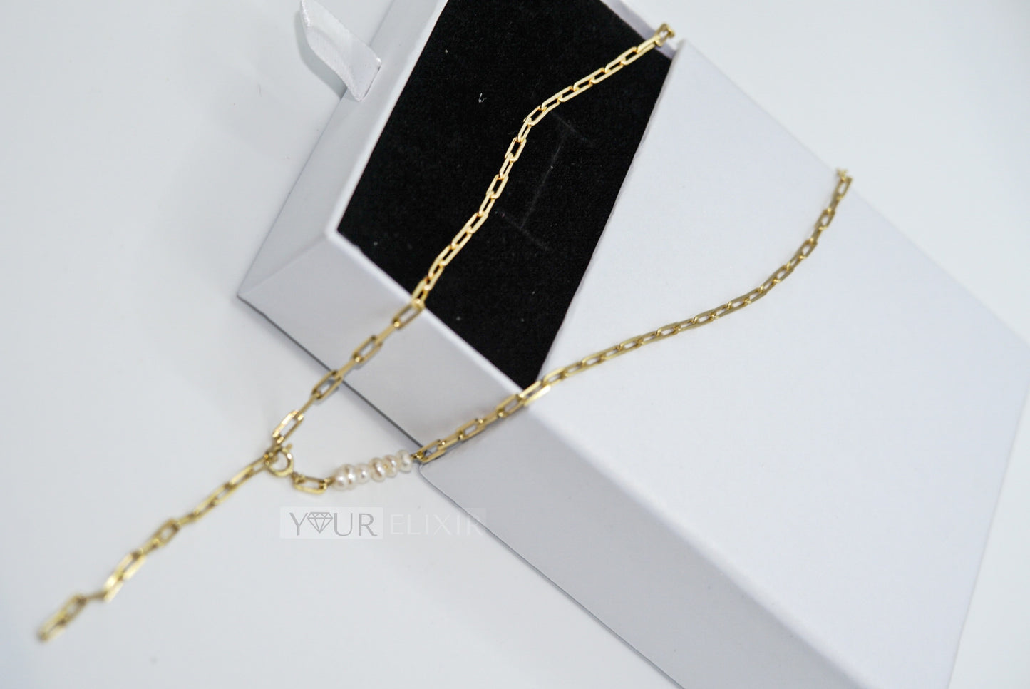 Collar de perlas de oro y plata de ley