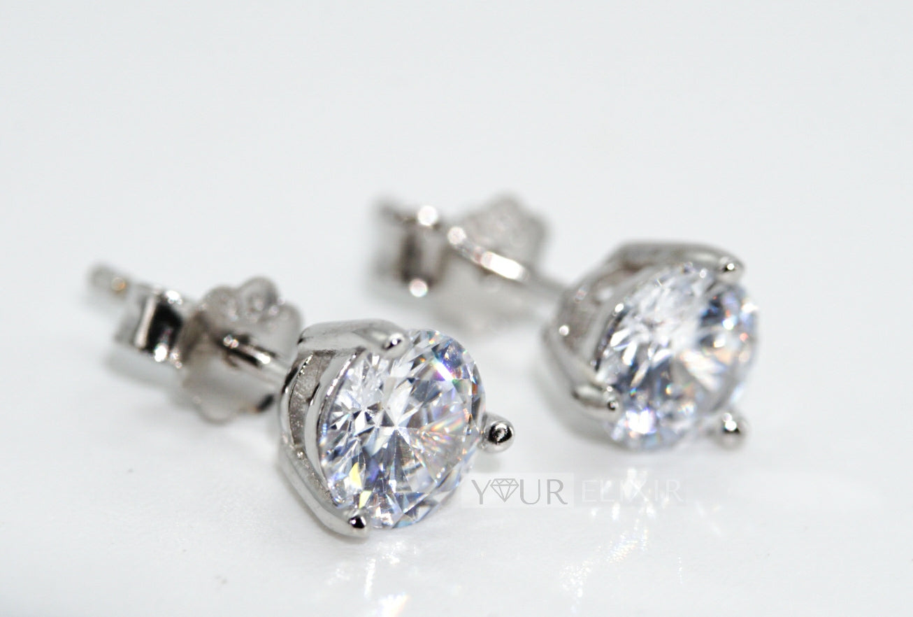 Circonita de corte redondo en plata de ley (unisex)