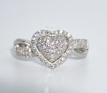 Sterling Silver Zircon Heart Ring