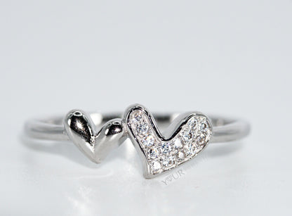Anillo de plata de ley con forma de corazón y garabatos