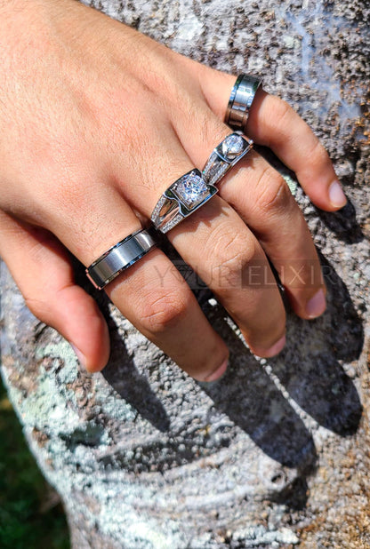 Anillo de plata de ley con el rey para hombre