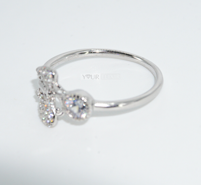 Sterling Silver Zircon Butterfly Ring