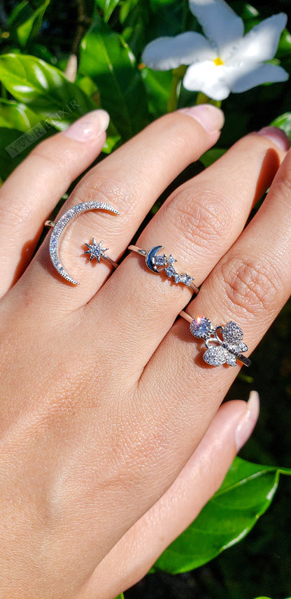 Sterling Silver Zircon Butterfly Ring