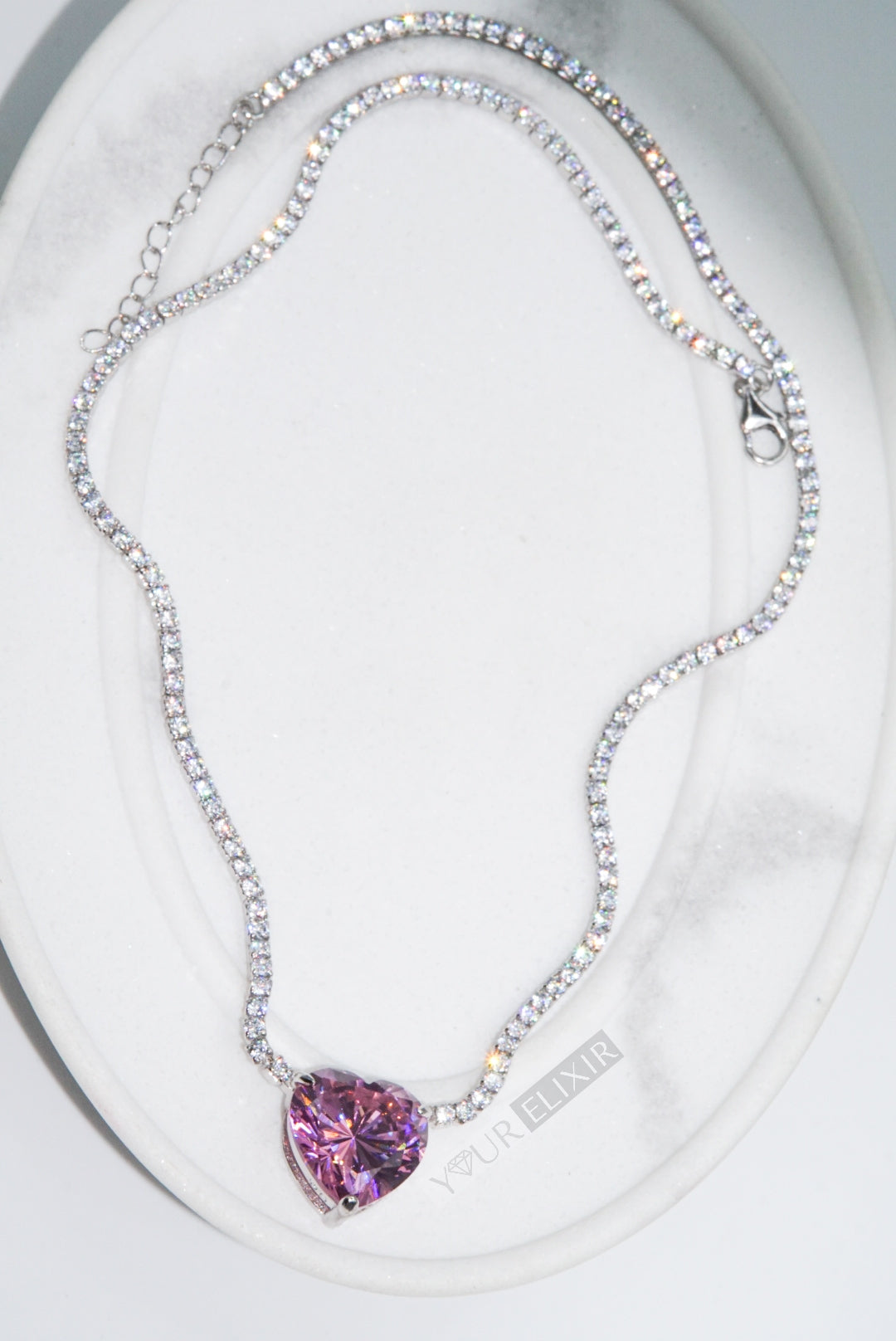 Collar de corazón de lujo en plata de ley