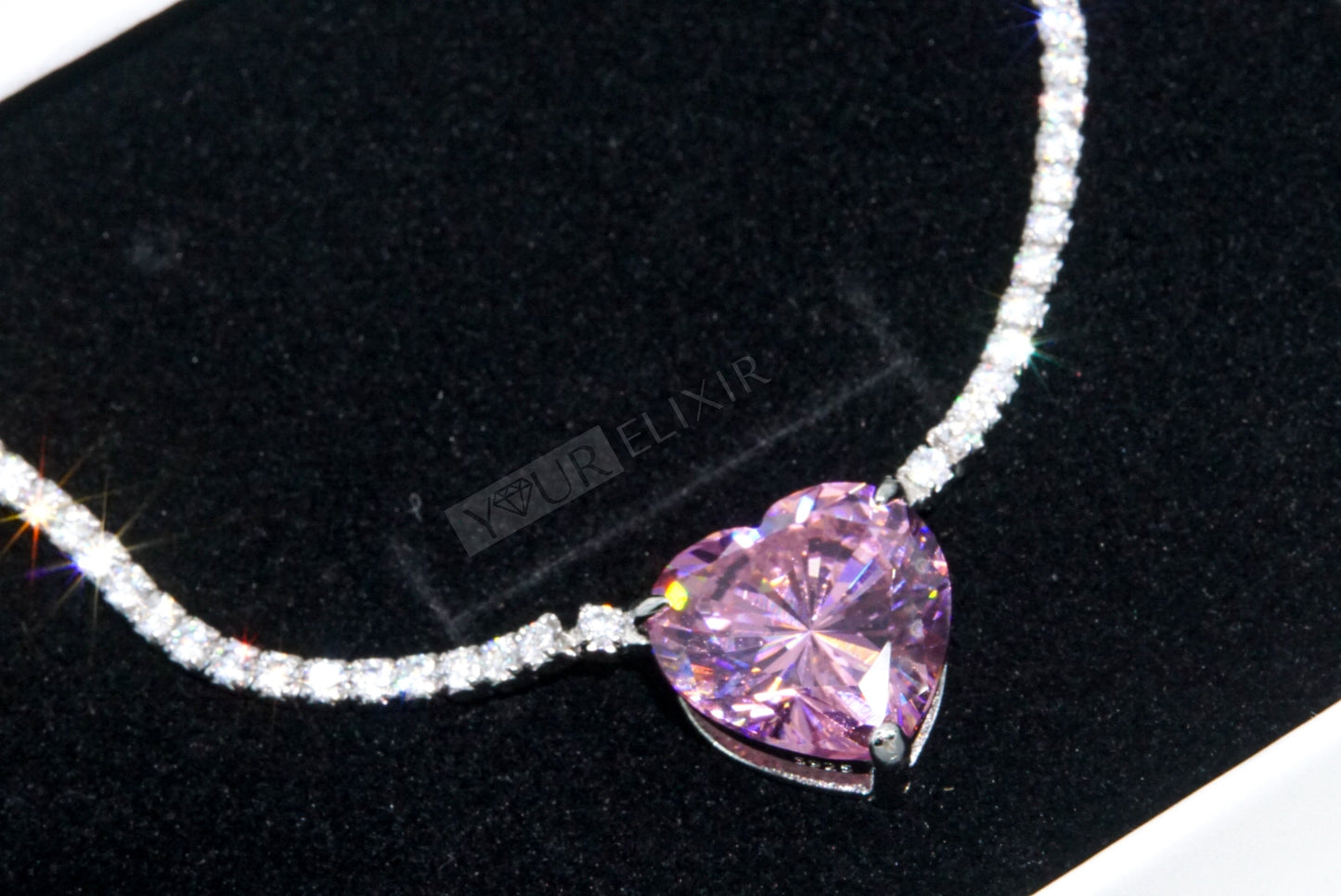 Collar de corazón de lujo en plata de ley