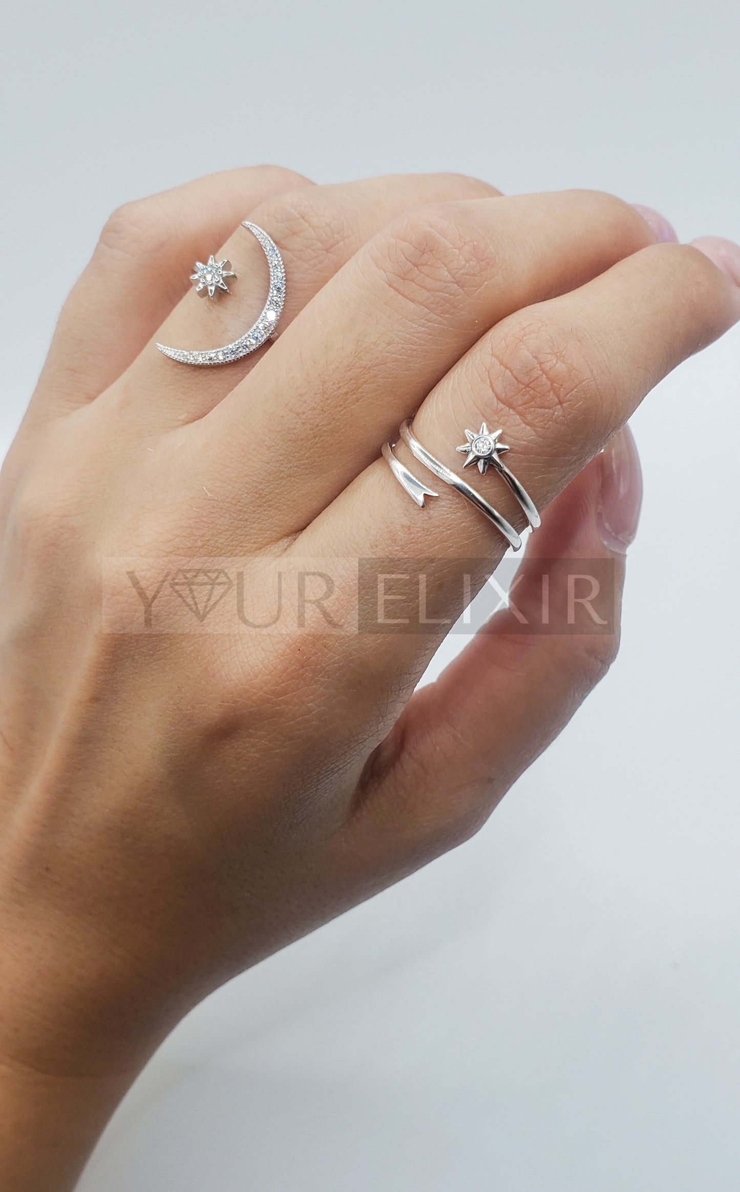 Anillo de plata de ley con forma de estrella fugaz